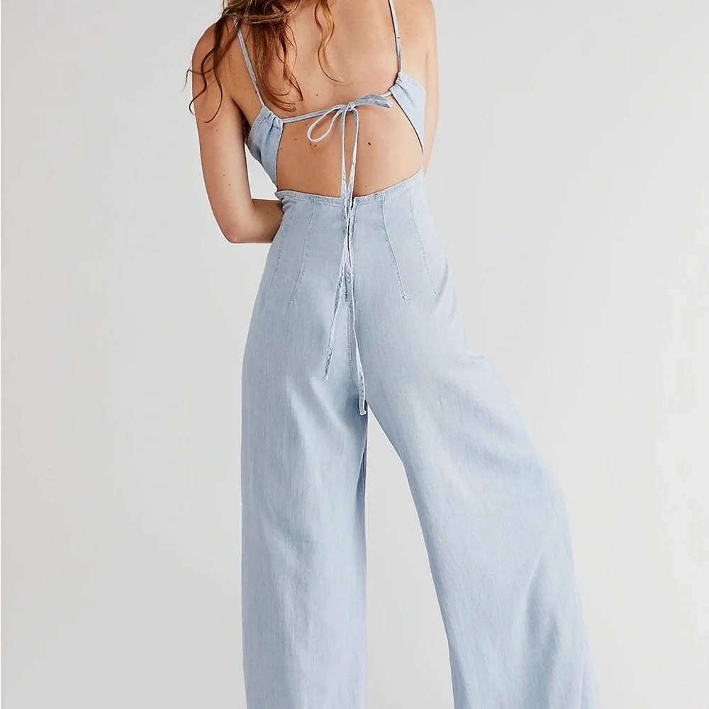 Free People Denim Jumpsuit-S- NWT - Picture 2 of 13